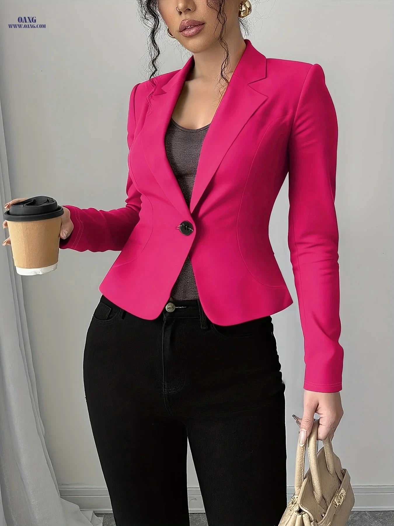 Elegant Ladies Blazer Tops - Versatile Spring & Autumn Fashion   OAXG 