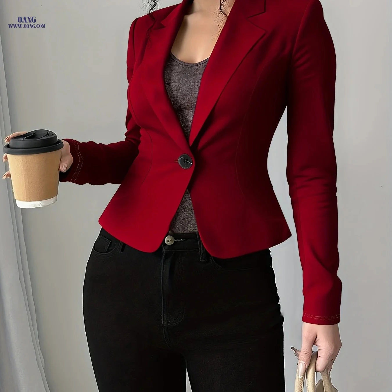 Elegant Ladies Blazer Tops - Versatile Spring & Autumn Fashion   OAXG 