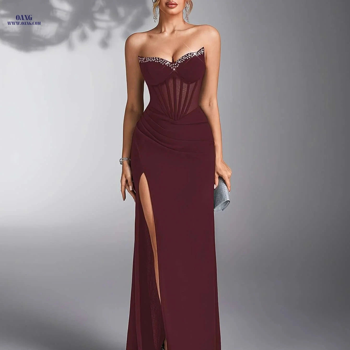 Elegant Ladies' Evening Gown - Perfect for Weddings & Bridesmaids   OAXG Black / S