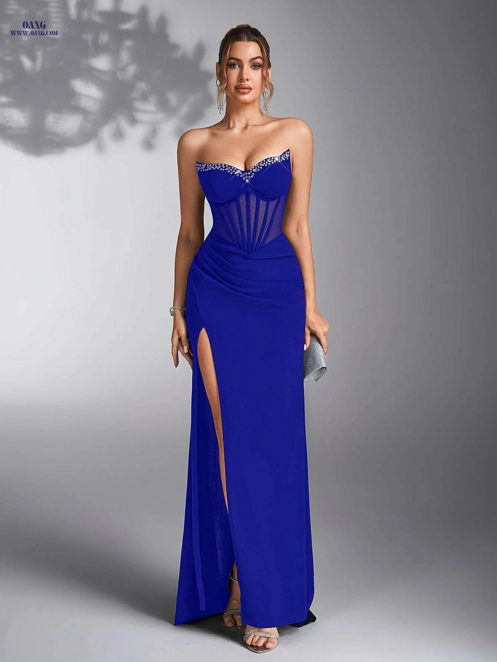 Elegant Ladies' Evening Gown - Perfect for Weddings & Bridesmaids   OAXG Black / S