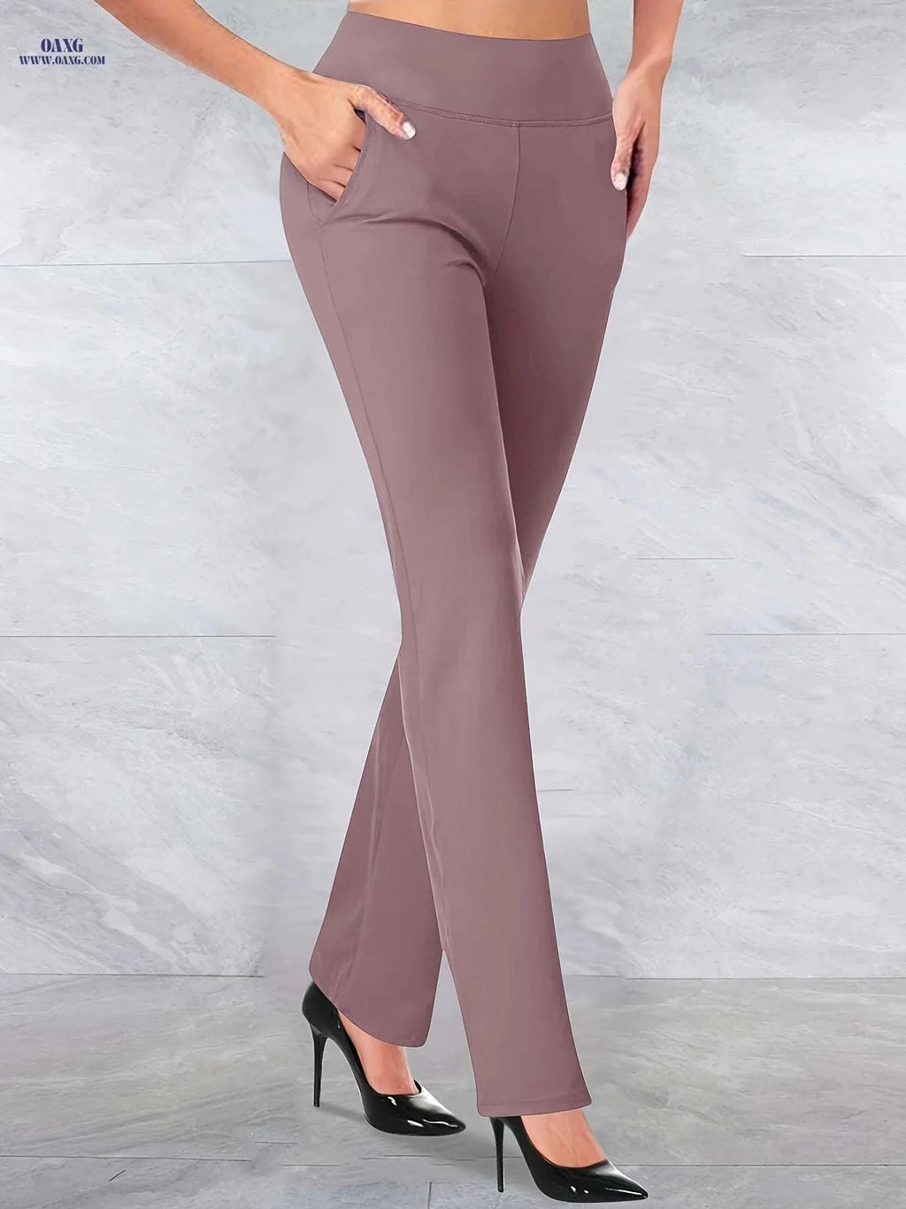 Elegant Ladies High-Waist Elastic Flare Pants - Casual & Formal Wear   OAXG Black / S