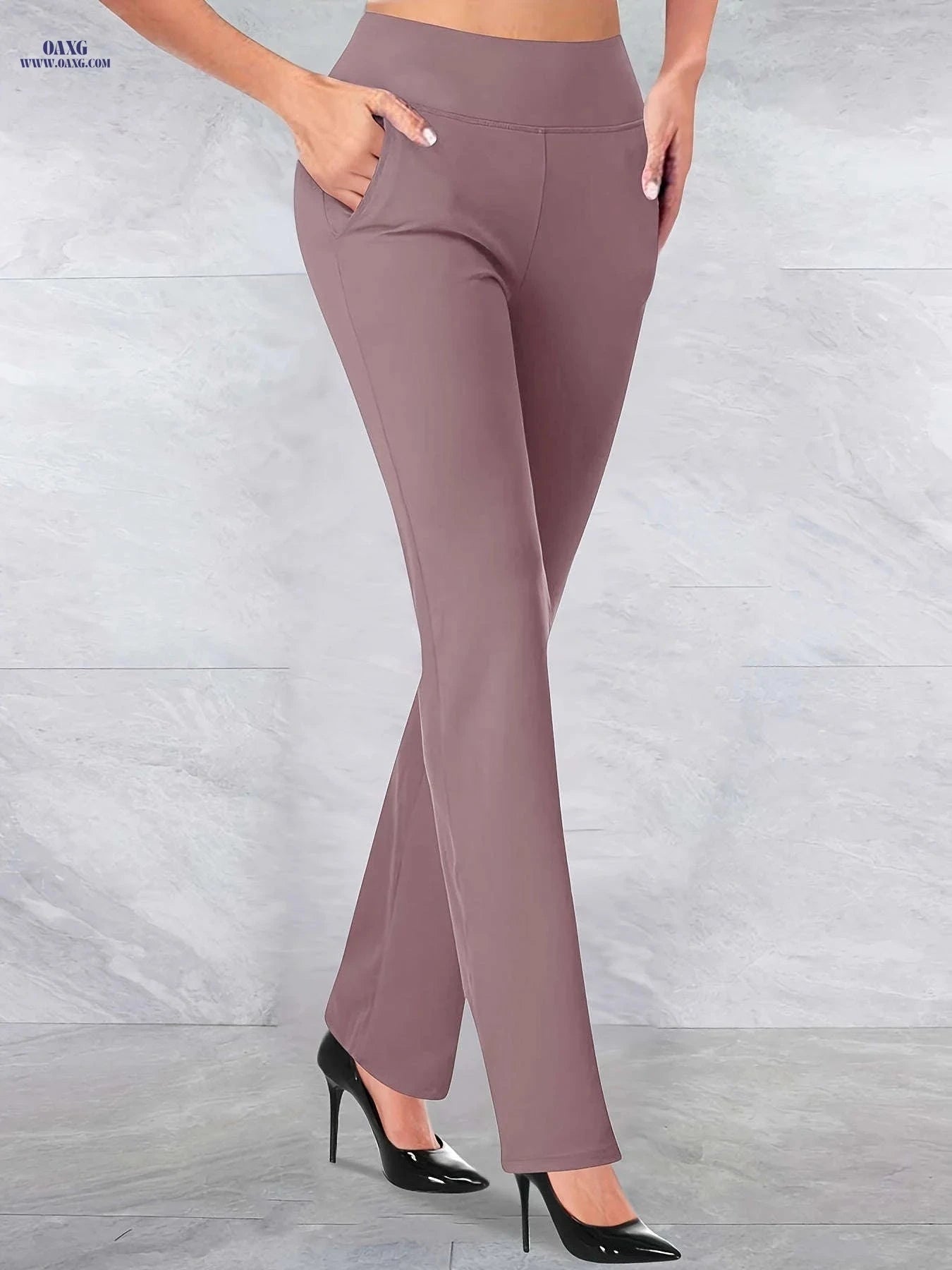 Elegant Ladies High-Waist Elastic Flare Pants - Casual & Formal Wear   OAXG Black / S