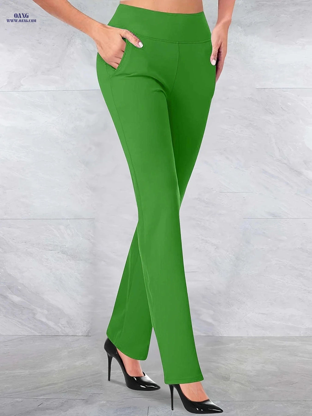 Elegant Ladies High-Waist Elastic Flare Pants - Casual & Formal Wear   OAXG 
