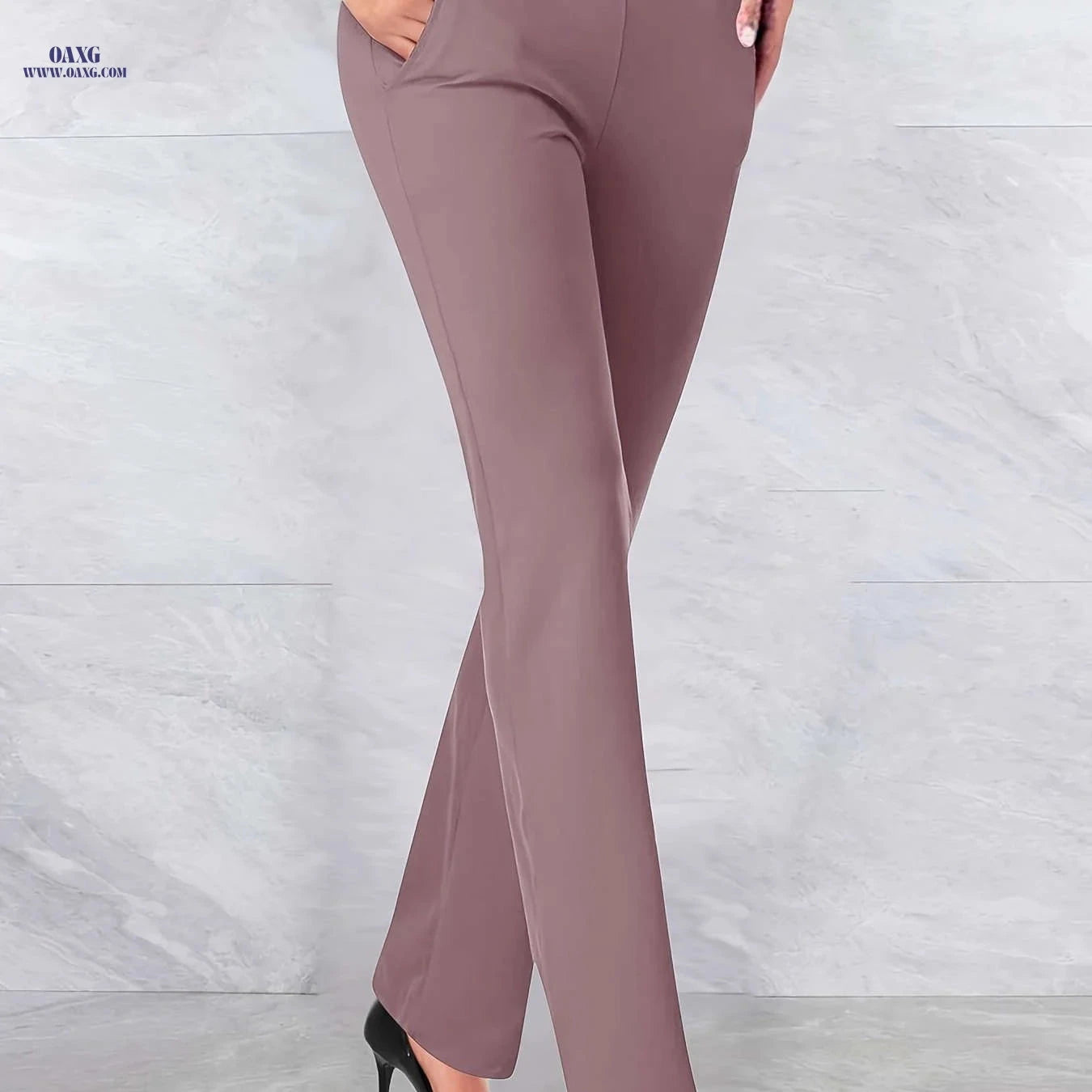 Elegant Ladies High-Waist Elastic Flare Pants - Casual & Formal Wear   OAXG 