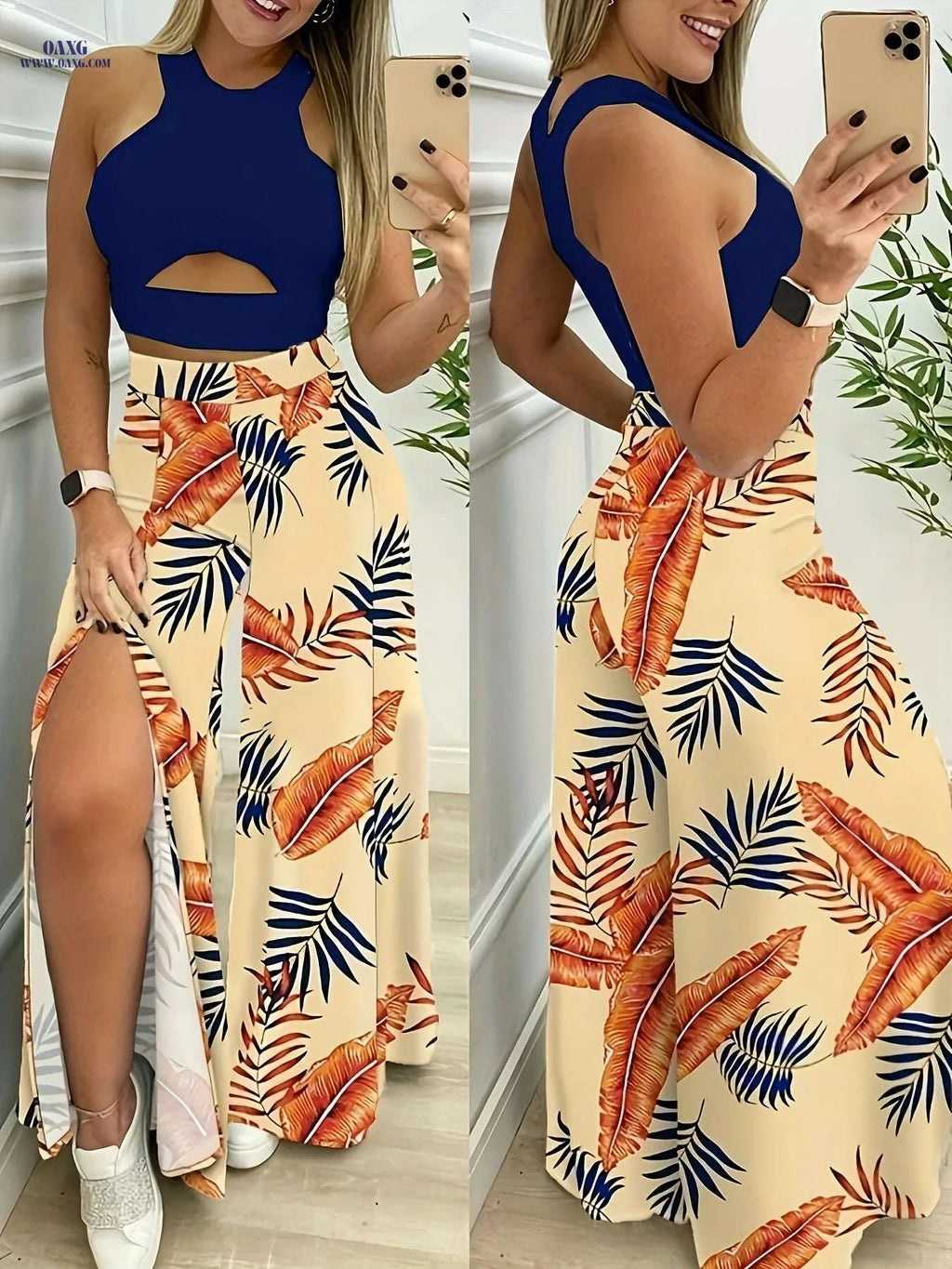 Elegant Ladies' Long Slit Pants - Comfortable Daily Wear, Casual Style   OAXG 