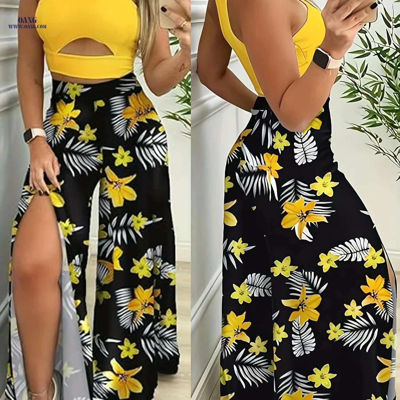 Elegant Ladies' Long Slit Pants - Comfortable Daily Wear, Casual Style   OAXG 