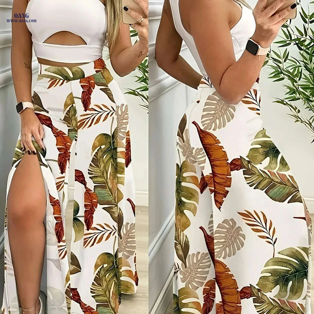 Elegant Ladies' Long Slit Pants - Comfortable Daily Wear, Casual Style   OAXG 