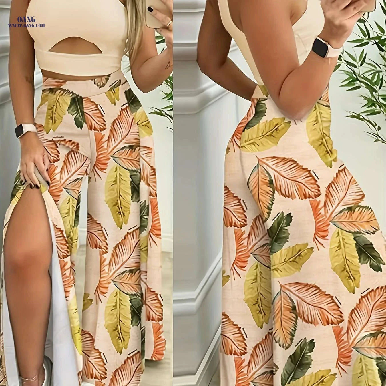 Elegant Ladies' Long Slit Pants - Comfortable Daily Wear, Casual Style   OAXG 