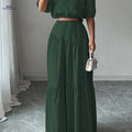 Elegant Ladies' Solid Color Skirt Set - 100% Polyester, Spring Fashion   OAXG Deep Green / S