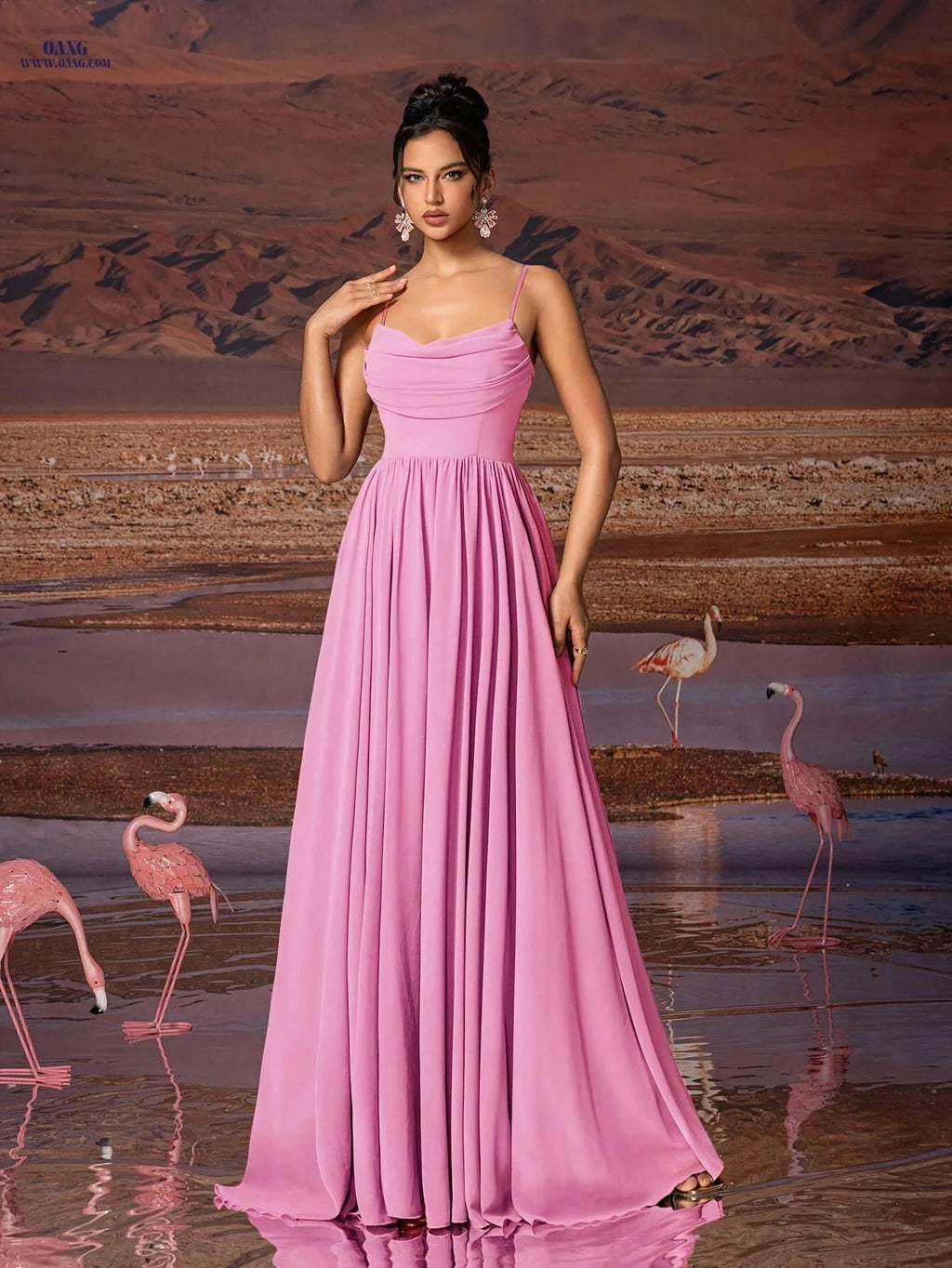 Elegant Lavender Chiffon Evening Gown - Strapless Formal Dress   OAXG 