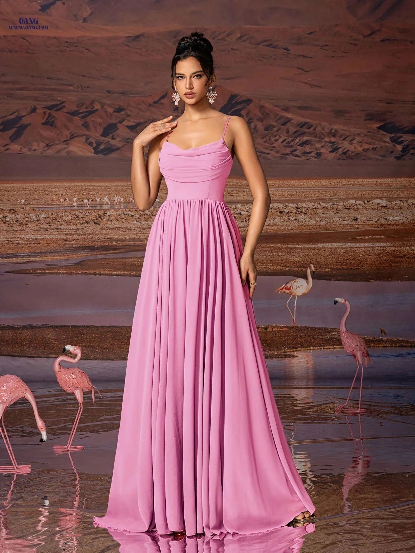 Elegant Lavender Chiffon Evening Gown - Strapless Formal Dress   OAXG 