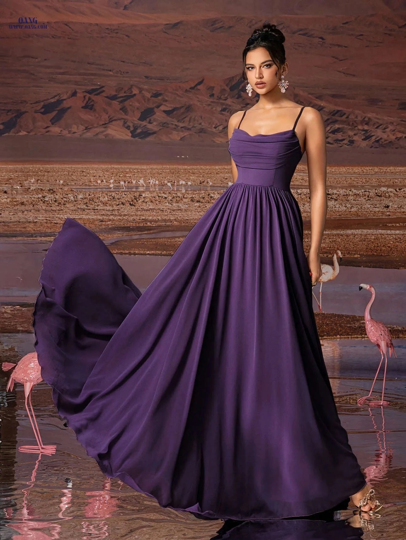 Elegant Lavender Chiffon Evening Gown - Strapless Formal Dress   OAXG 