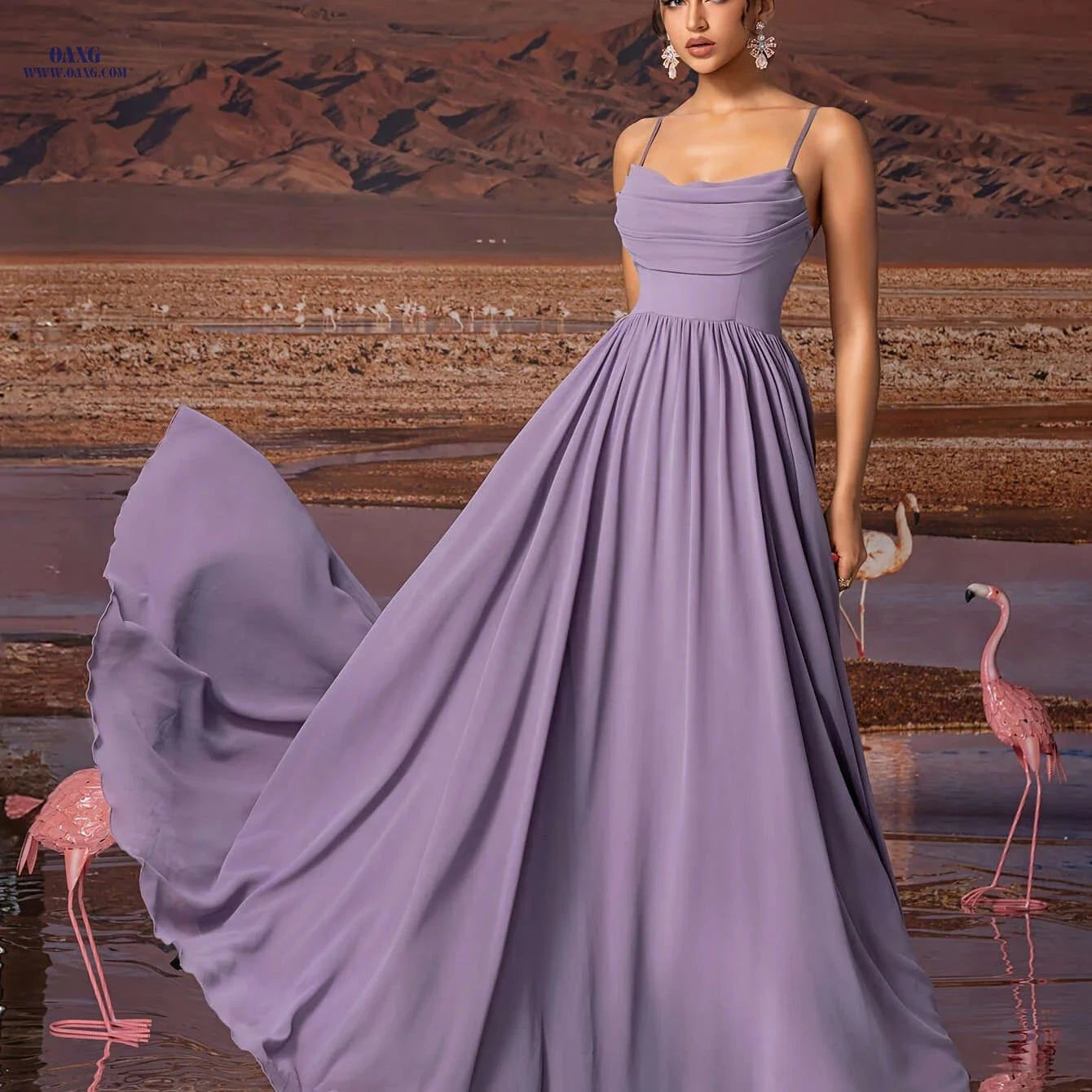 Elegant Lavender Chiffon Evening Gown - Strapless Formal Dress   OAXG 