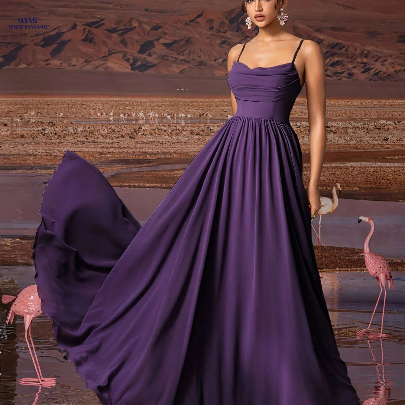 Elegant Lavender Chiffon Evening Gown - Strapless Formal Dress   OAXG Purple / XS