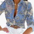Elegant Lightweight Paisley Blouse for Women - Chic Long Sleeve Top   OAXG Mixed Color / S
