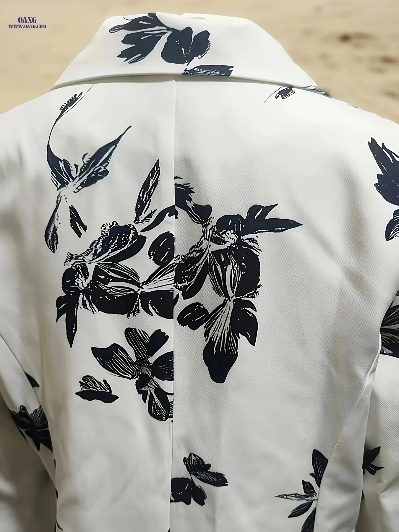 Elegant Lightweight Women's Blazer - Floral Pattern, Long Sleeve   OAXG 