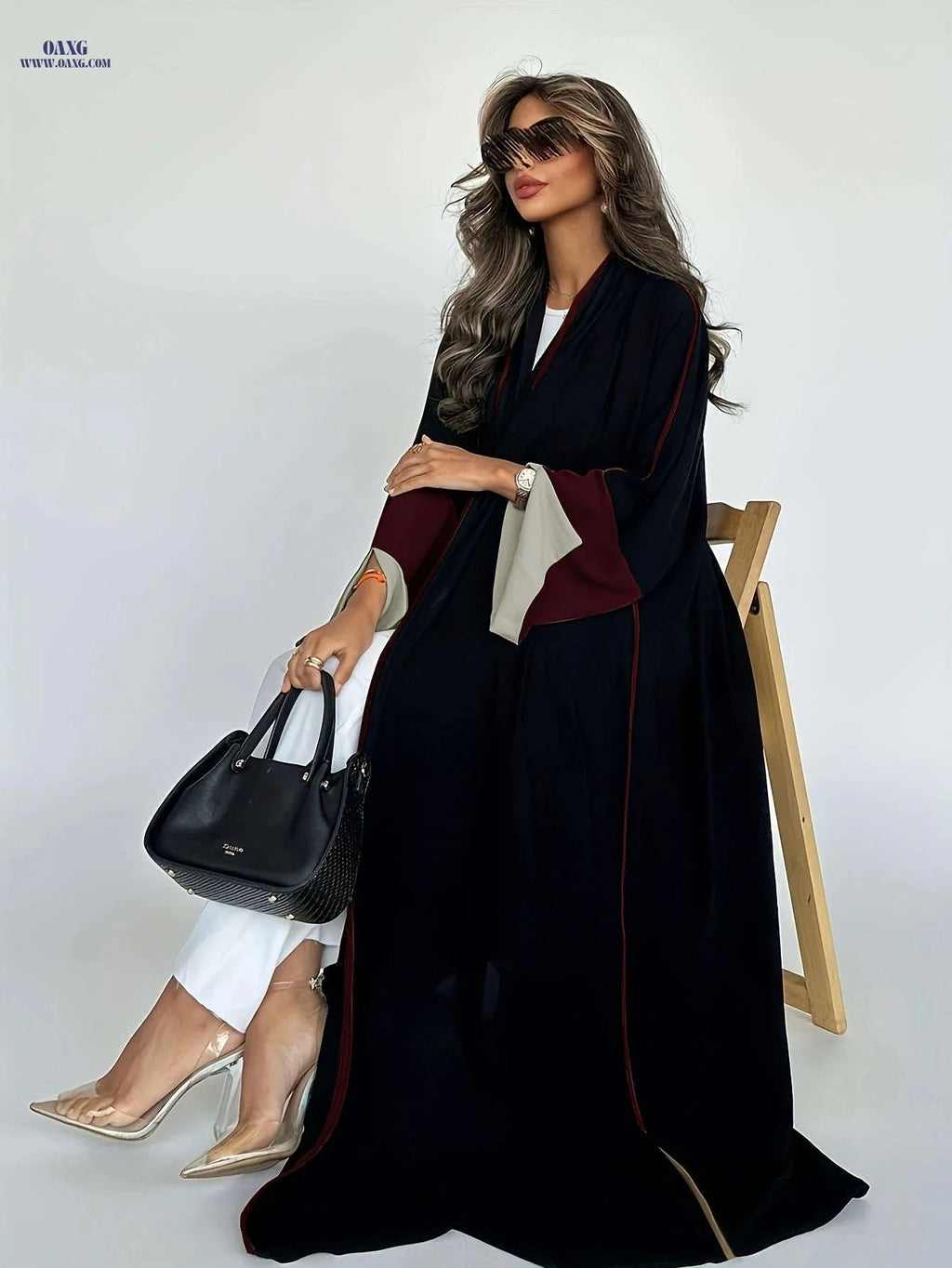 Elegant Long Cardigan Dress - Stylish Large Sleeves for Ramadan   OAXG 