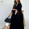 Elegant Long Cardigan Dress - Stylish Large Sleeves for Ramadan   OAXG Deep Red / S