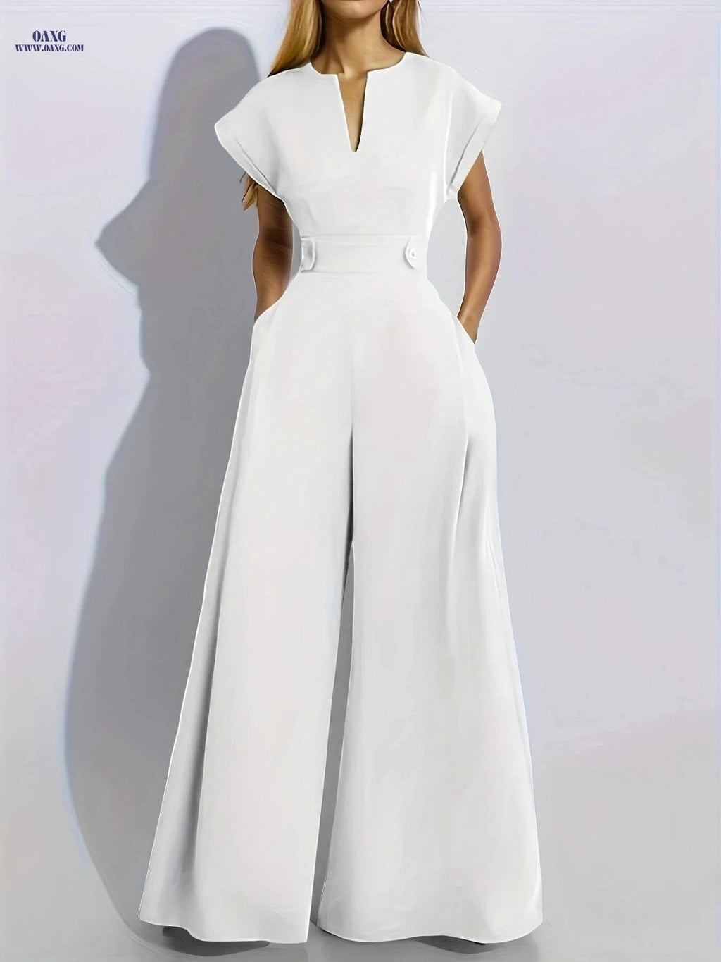 Elegant Long Sleeve Jumpsuit - European American Fashion for Spring   OAXG White / S