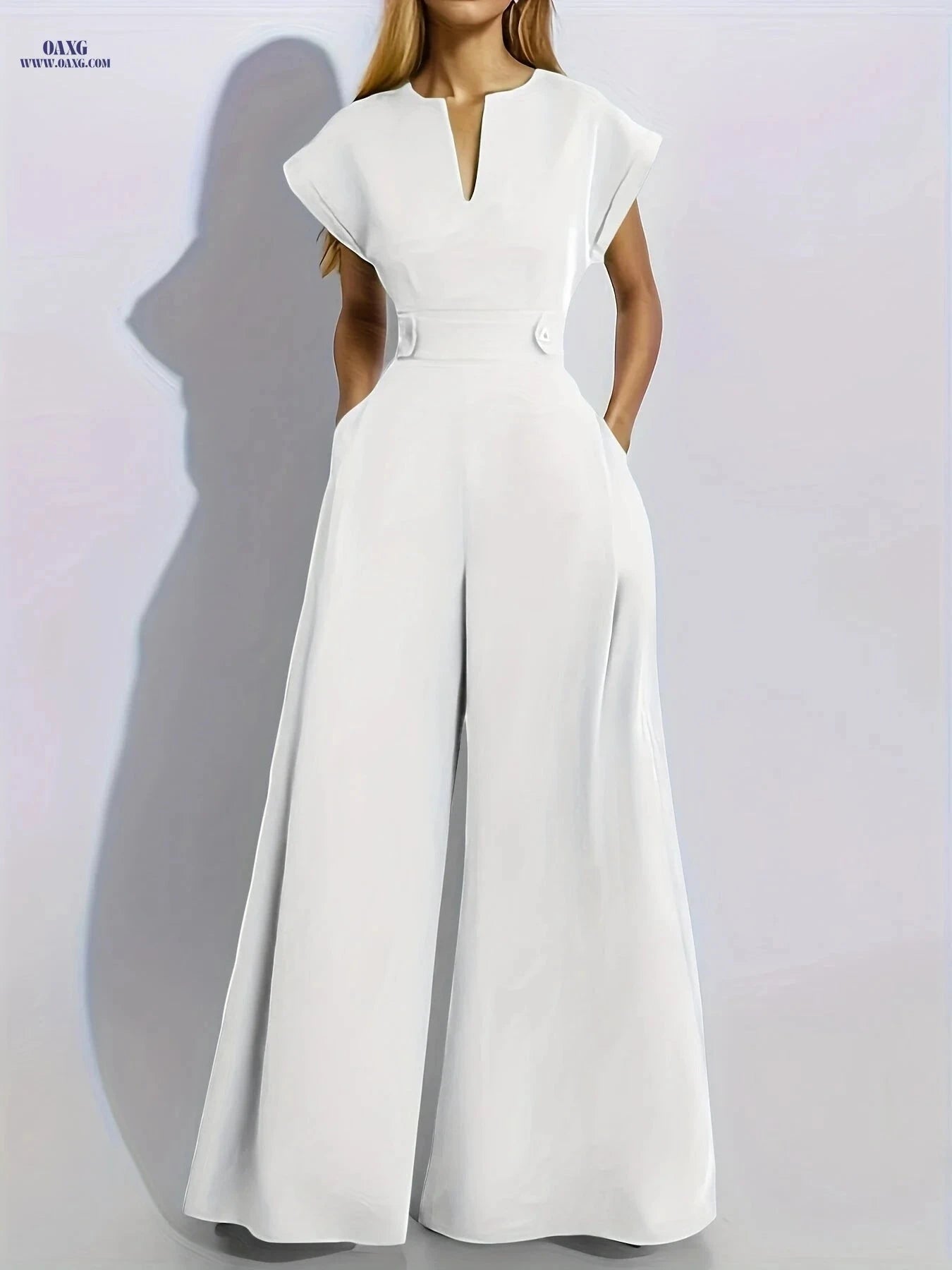 Elegant Long Sleeve Jumpsuit - European American Fashion for Spring   OAXG White / S