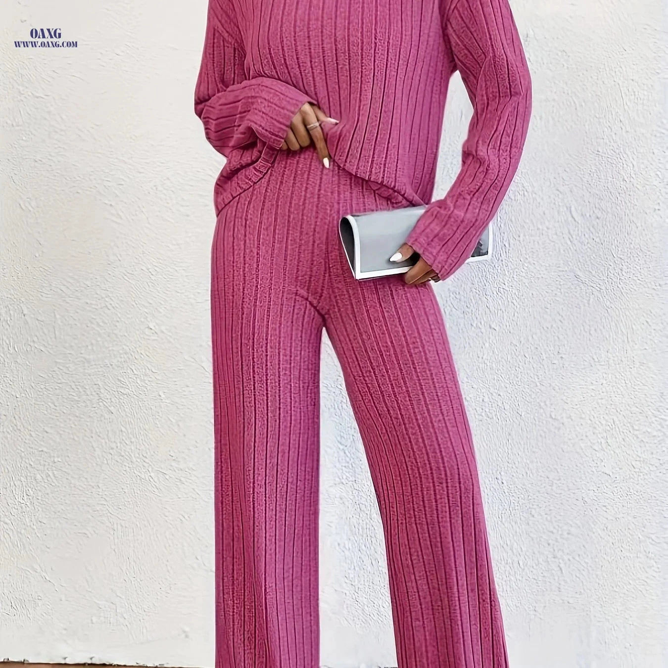 Elegant Long Sleeve Wide Leg Pant Set - Fall/Winter Fashion   OAXG 