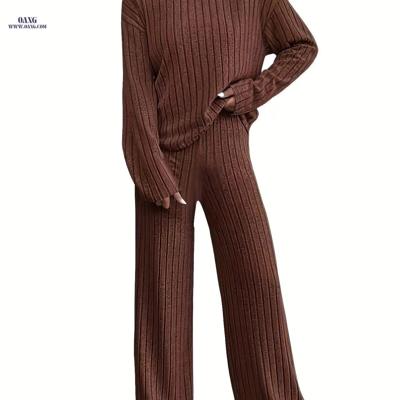 Elegant Long Sleeve Wide Leg Pant Set - Fall/Winter Fashion   OAXG 
