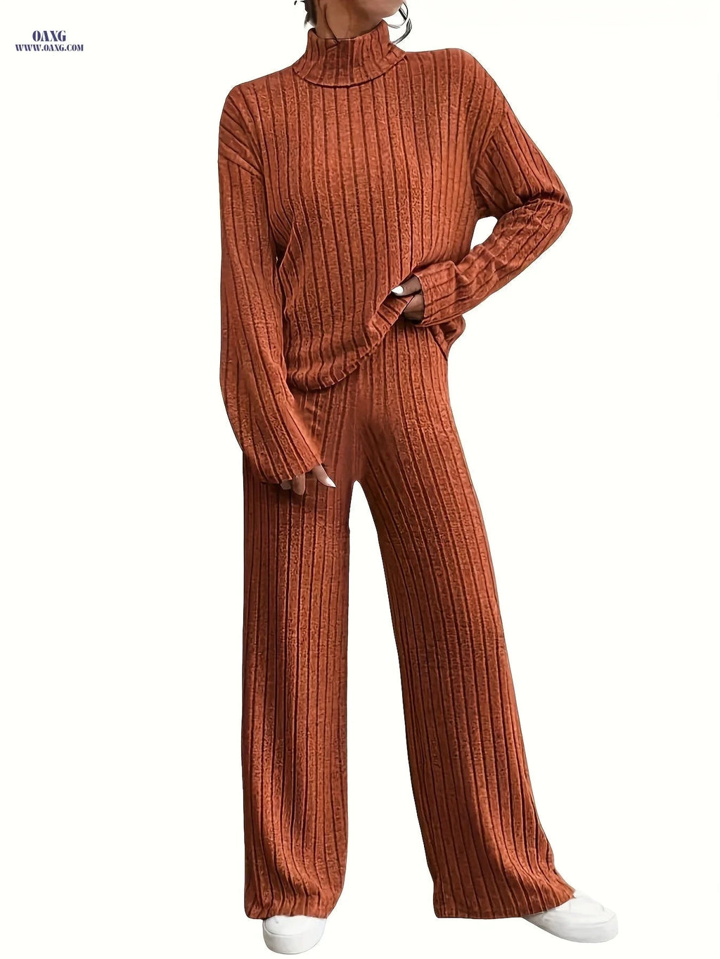 Elegant Long Sleeve Wide Leg Pant Set - Fall/Winter Fashion   OAXG 