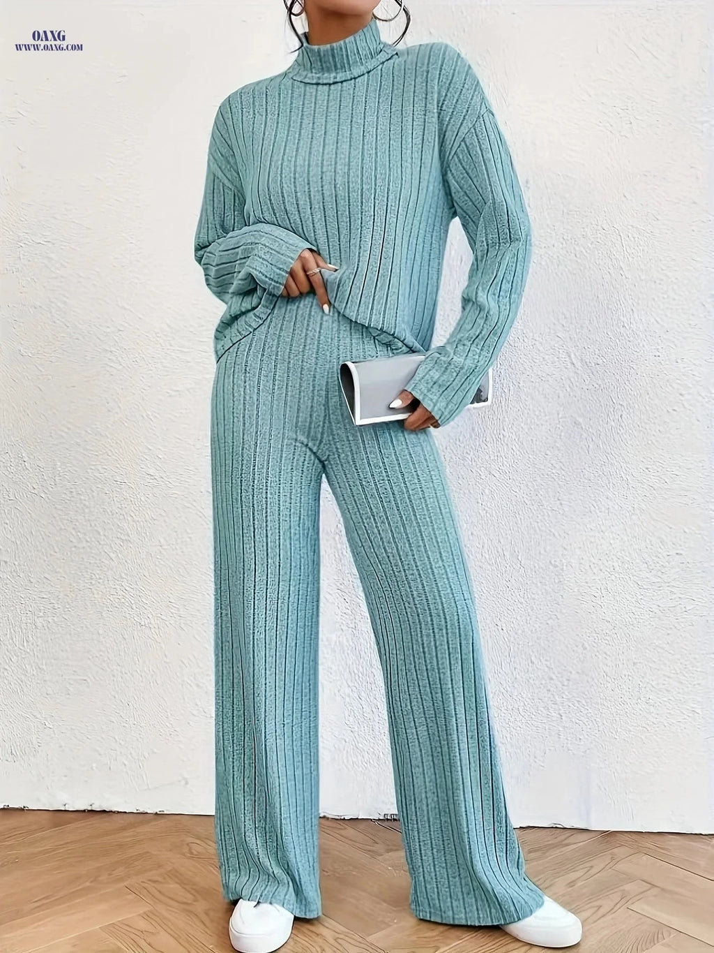 Elegant Long Sleeve Wide Leg Pant Set - Fall/Winter Fashion   OAXG 