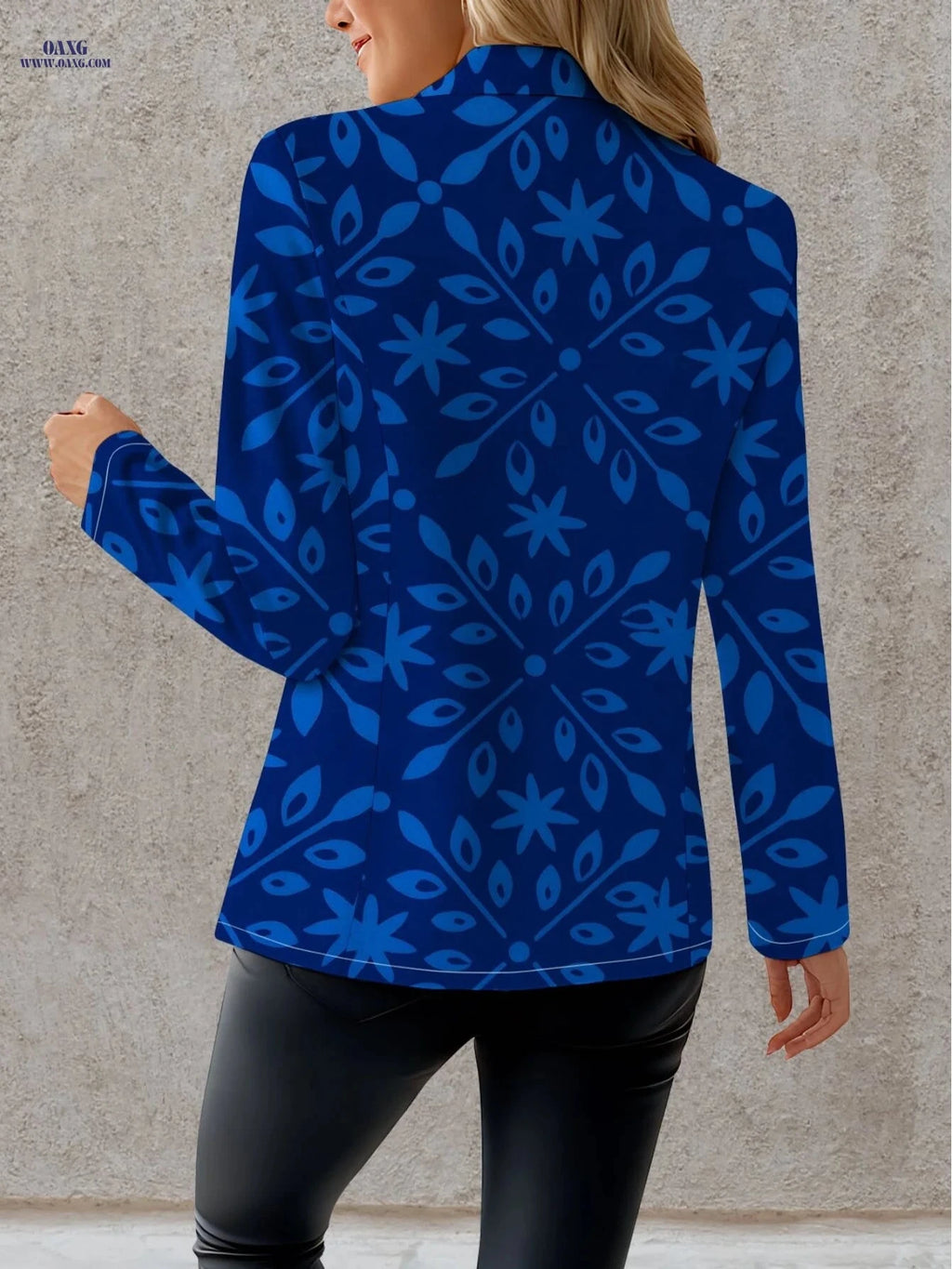Elegant Long-Sleeve Women's Blazer - Floral Design for Autumn Style   OAXG Mixed colors / S