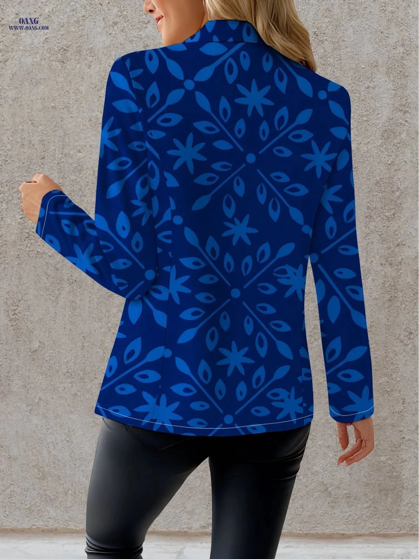 Elegant Long-Sleeve Women's Blazer - Floral Design for Autumn Style   OAXG Mixed colors / S