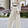 Elegant Long-Sleeved Top & Loose Pants Set - Level 1 Fashion   OAXG Apricot / S