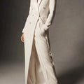 Elegant Long Urban Blazer - Classic Fit, Notched Lapel Style   OAXG Beige / S