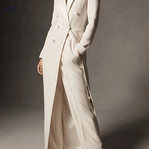 Elegant Long Urban Blazer - Classic Fit, Notched Lapel Style   OAXG Beige / S