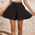 Elegant Loose-Fit Wide-Leg Shorts - Scallop Detail for Spring   OAXG 