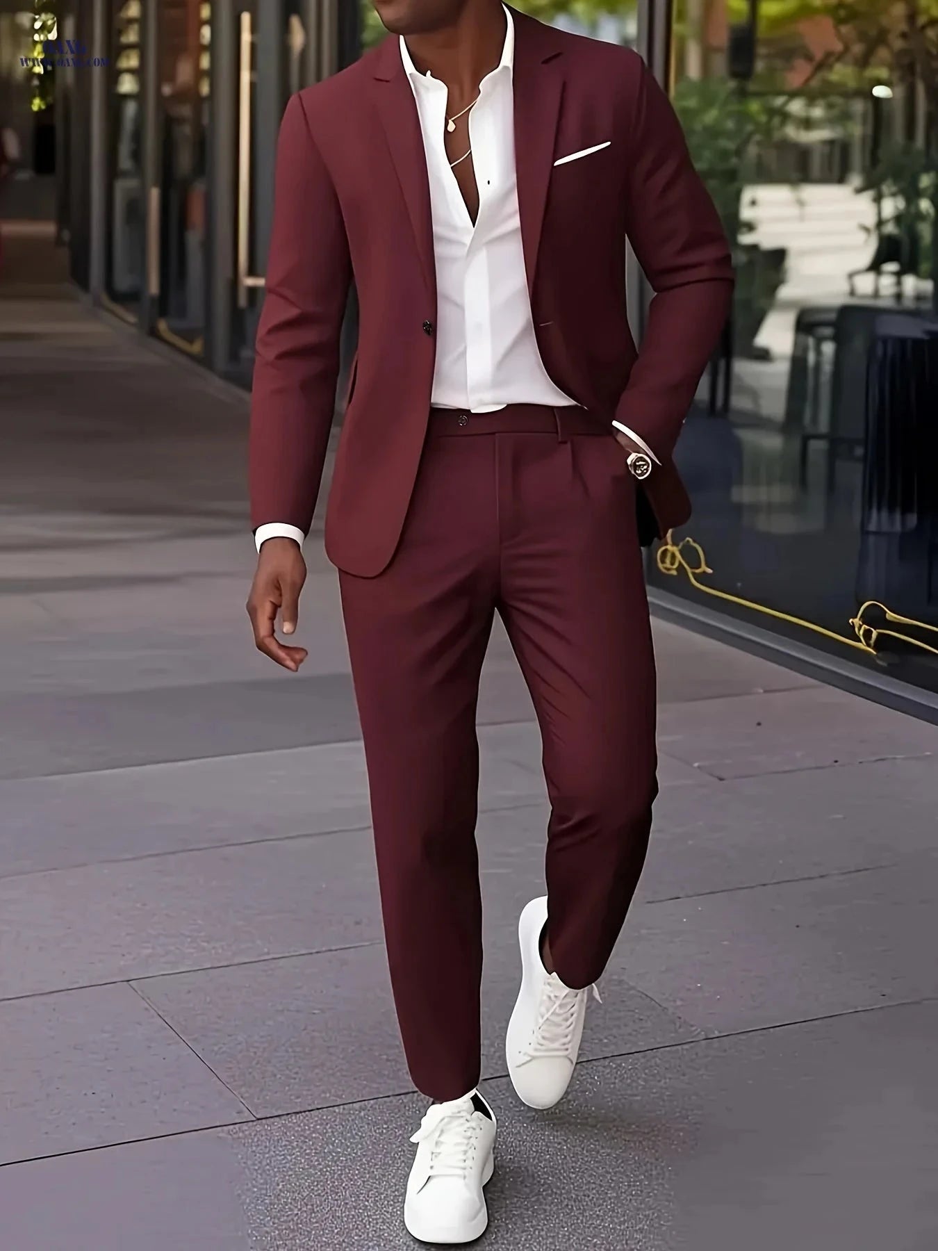 Elegant Men's 2pcs Suit Set - Blazer and Trousers for Business   OAXG 