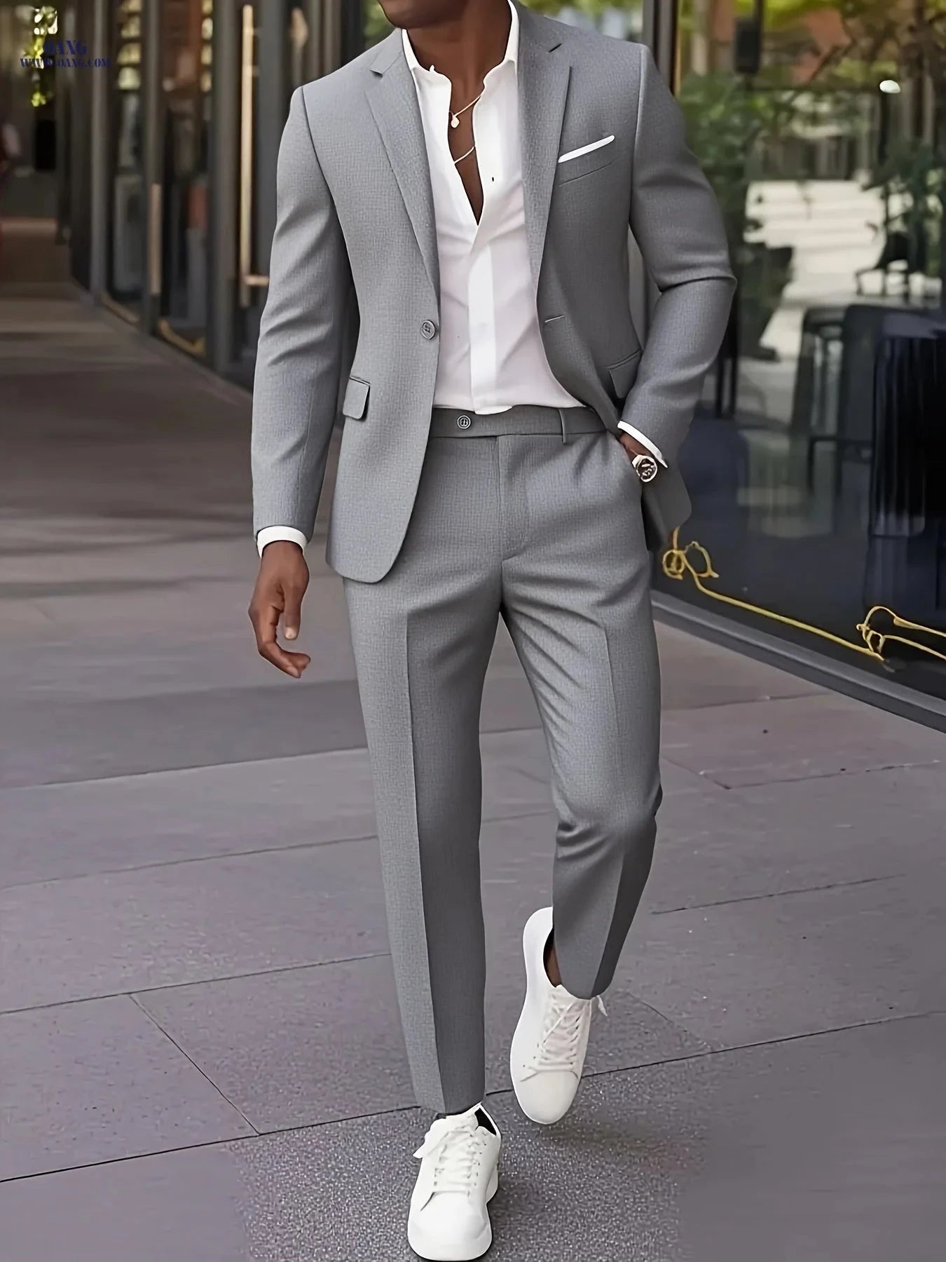 Elegant Men's 2pcs Suit Set - Blazer and Trousers for Business   OAXG 