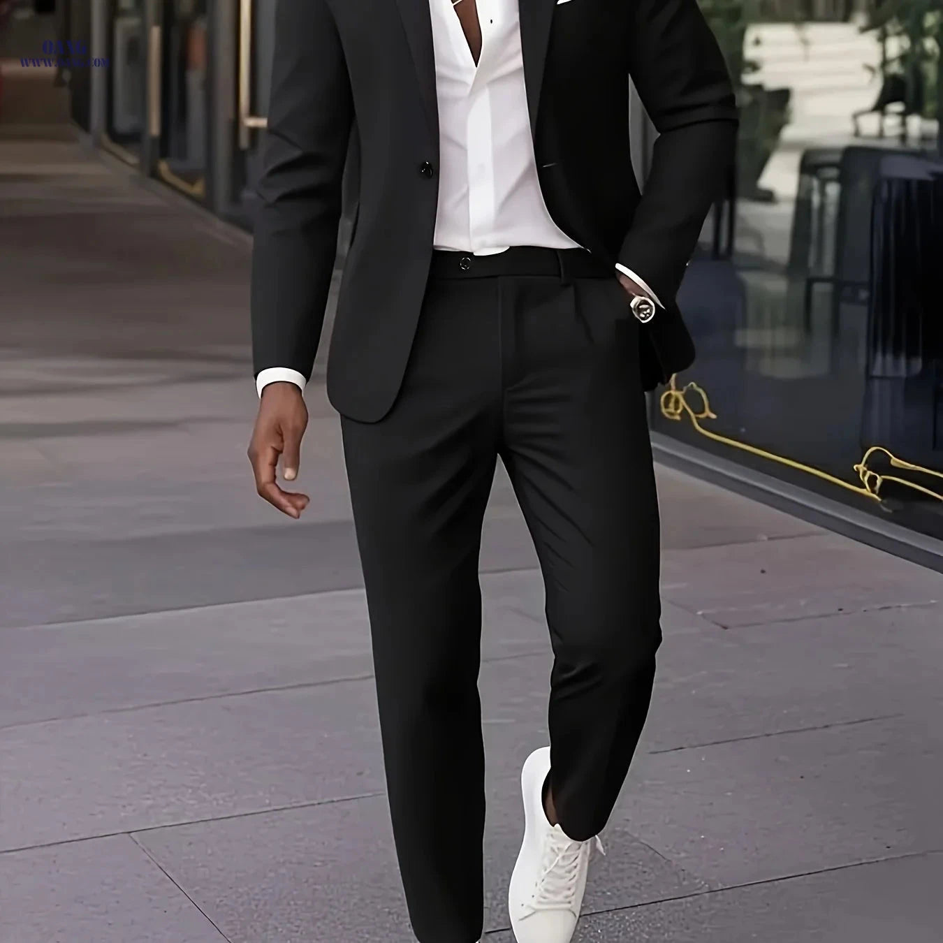 Elegant Men's 2pcs Suit Set - Blazer and Trousers for Business   OAXG 