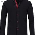 Elegant Men's Long Sleeve Shirt - Color Block, Perfect for Business   OAXG 
