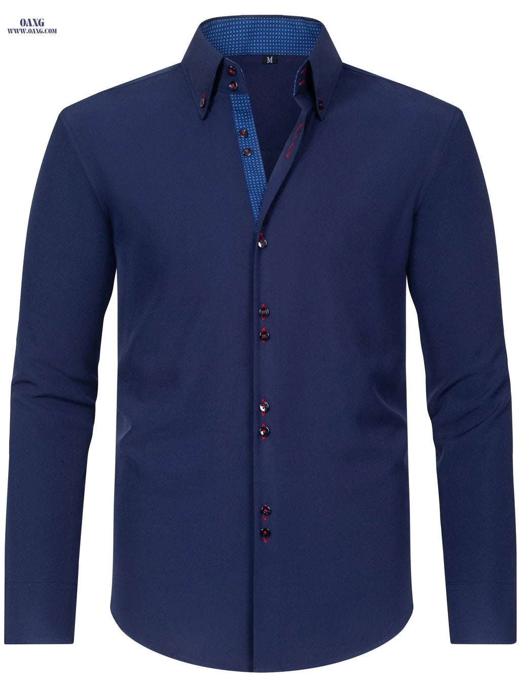 Elegant Men's Long Sleeve Shirt - Color Block, Perfect for Business   OAXG 