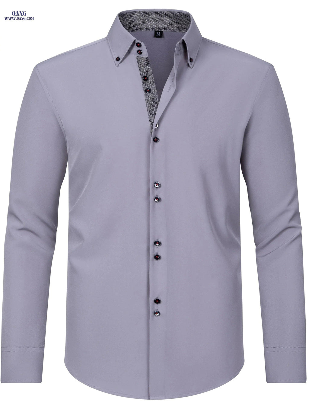 Elegant Men's Long Sleeve Shirt - Color Block, Perfect for Business   OAXG Black / FR XS