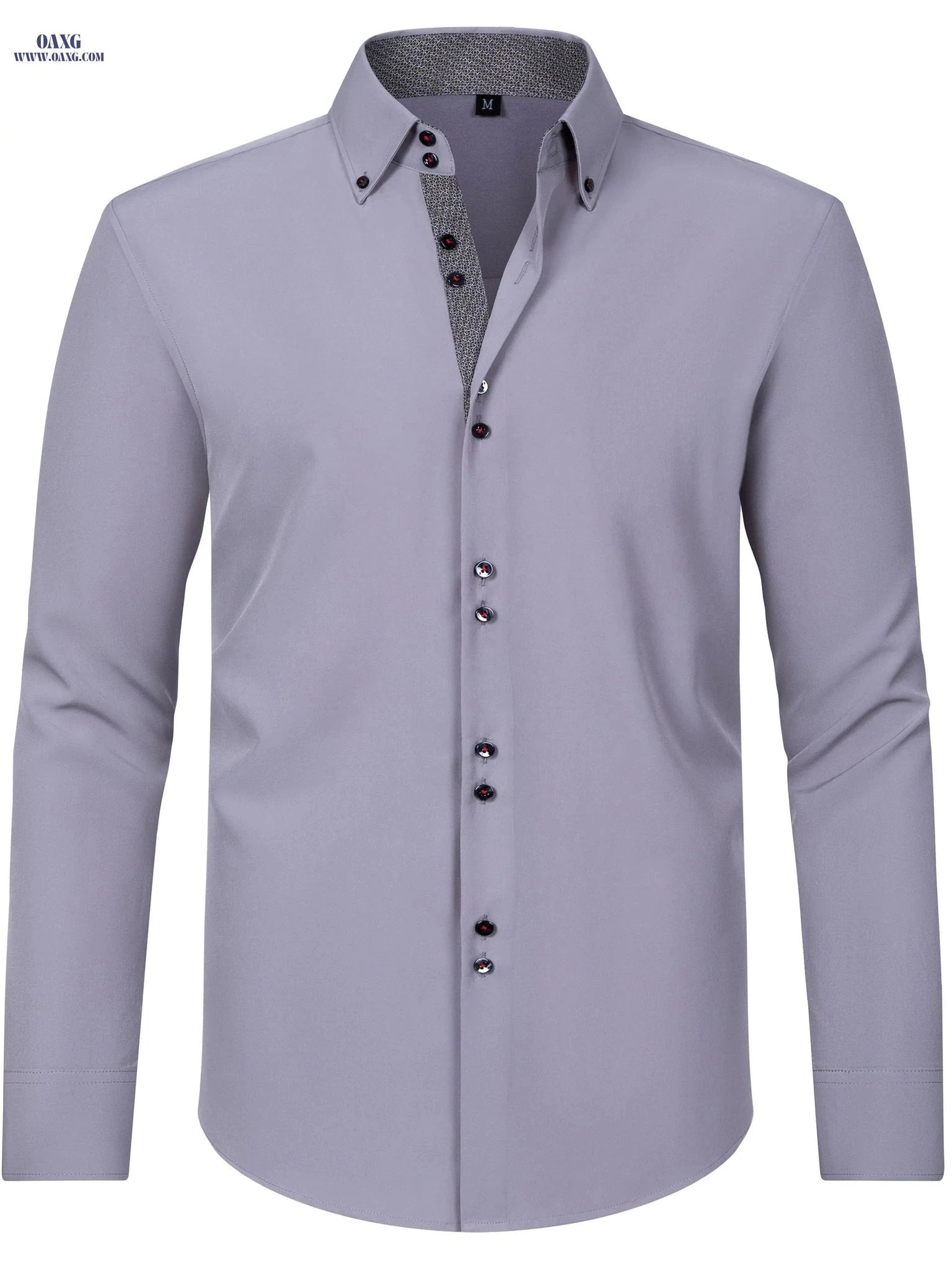 Elegant Men's Long Sleeve Shirt - Color Block, Perfect for Business   OAXG Black / FR XS