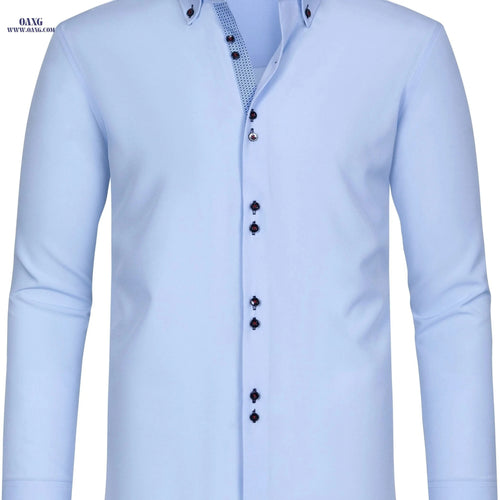 Elegant Men's Long Sleeve Shirt - Color Block, Perfect for Business   OAXG Black / FR XS