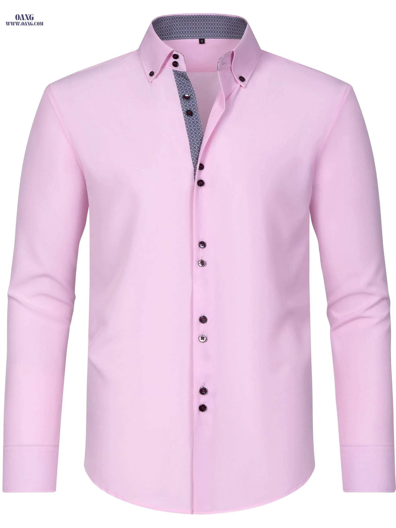 Elegant Men's Long Sleeve Shirt - Color Block, Perfect for Business   OAXG Black / FR XS