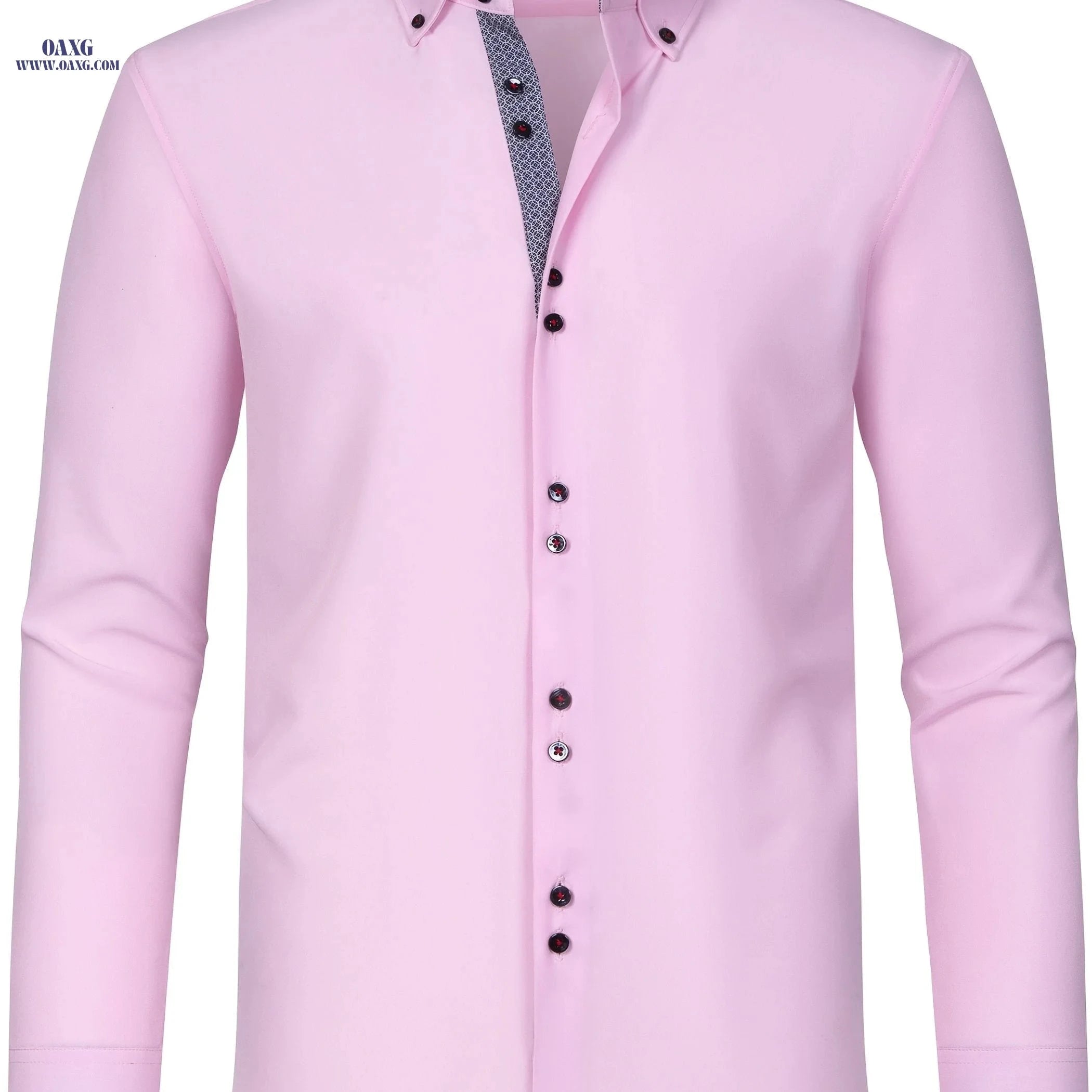 Elegant Men's Long Sleeve Shirt - Color Block, Perfect for Business   OAXG Black / FR XS
