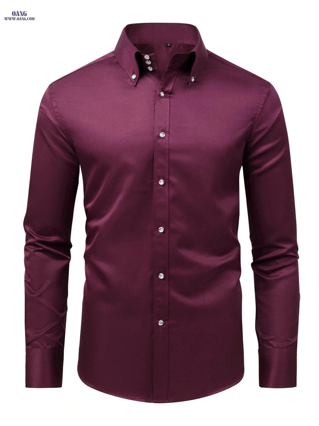 Elegant Men's Shirt with Diamond Buttons - Perfect for Weddings & Parties   OAXG Black / FR XS