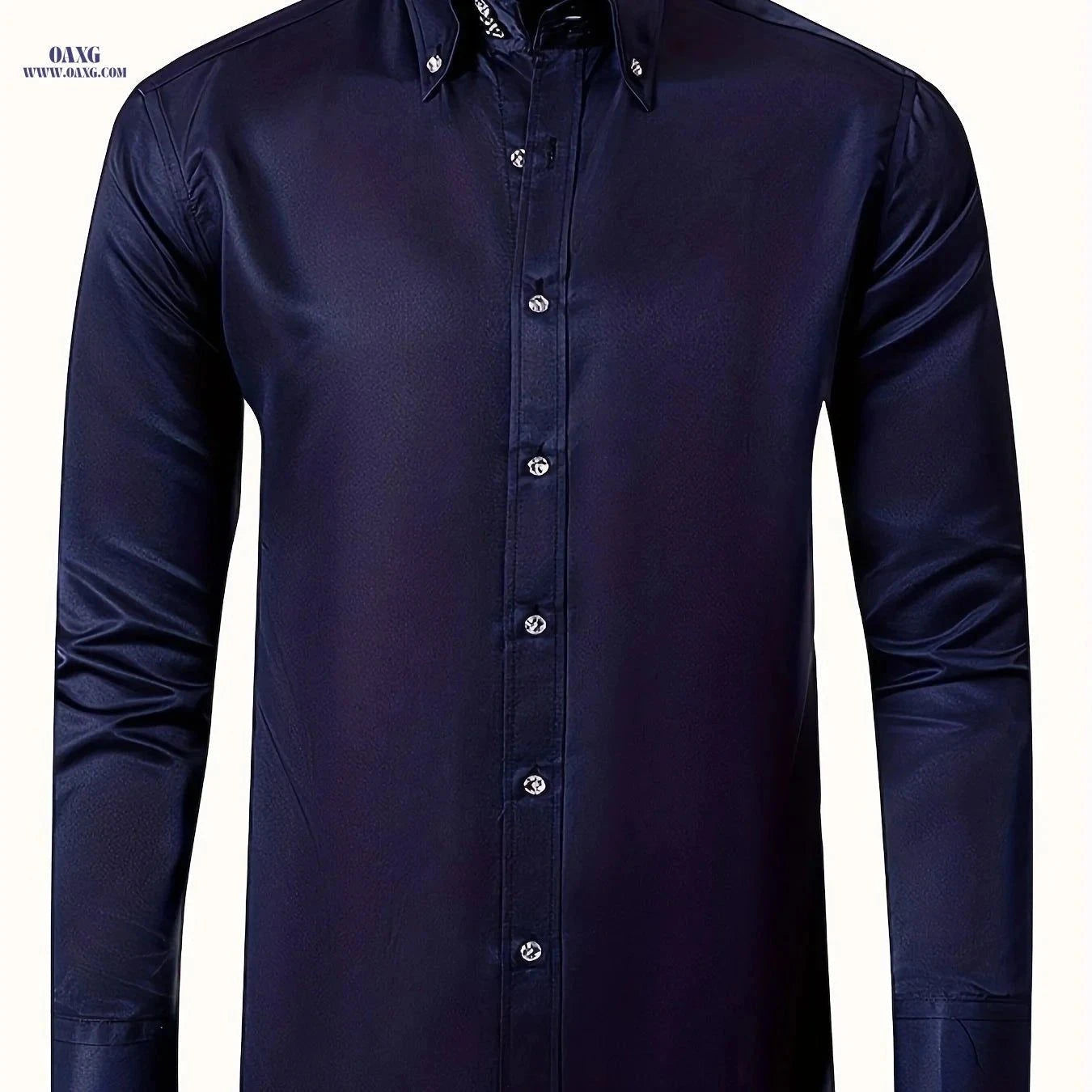 Elegant Men's Shirt with Diamond Buttons - Perfect for Weddings & Parties   OAXG Black / FR XS