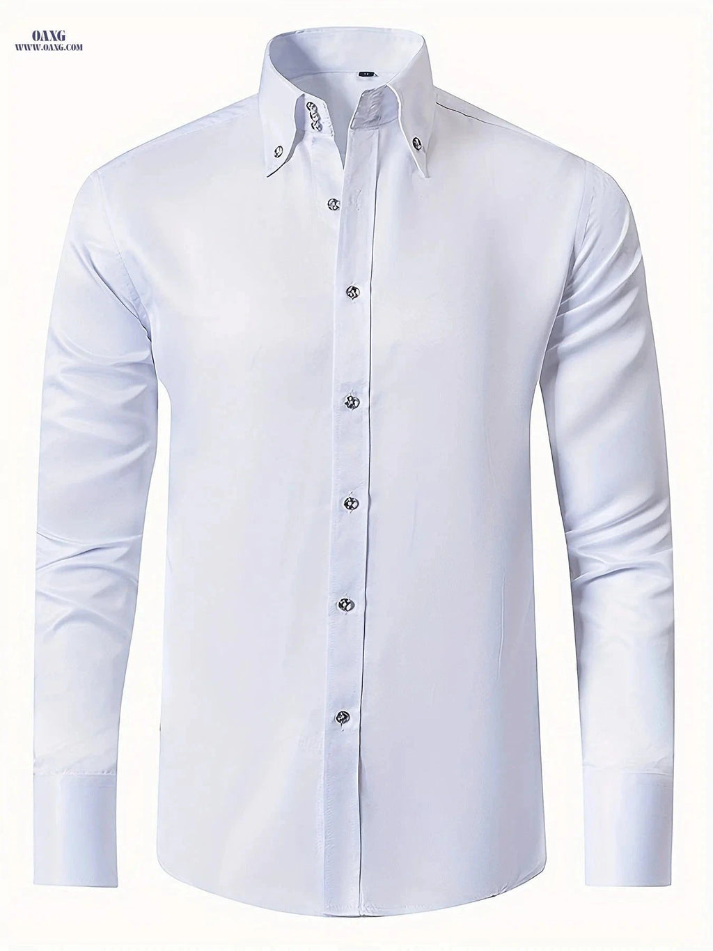 Elegant Men's Shirt with Diamond Buttons - Perfect for Weddings & Parties   OAXG Black / FR XS
