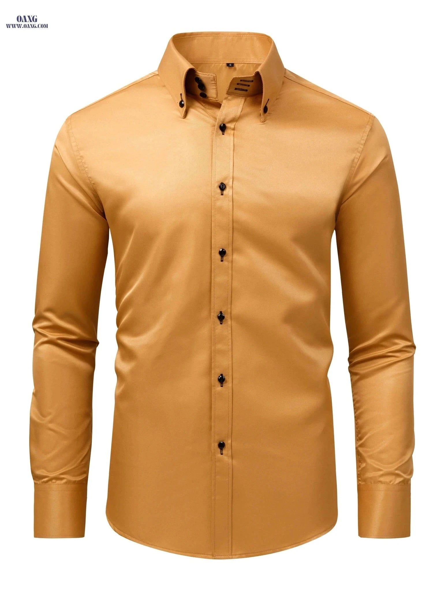 Elegant Men's Shirt with Diamond Buttons - Perfect for Weddings & Parties   OAXG Black / FR XS