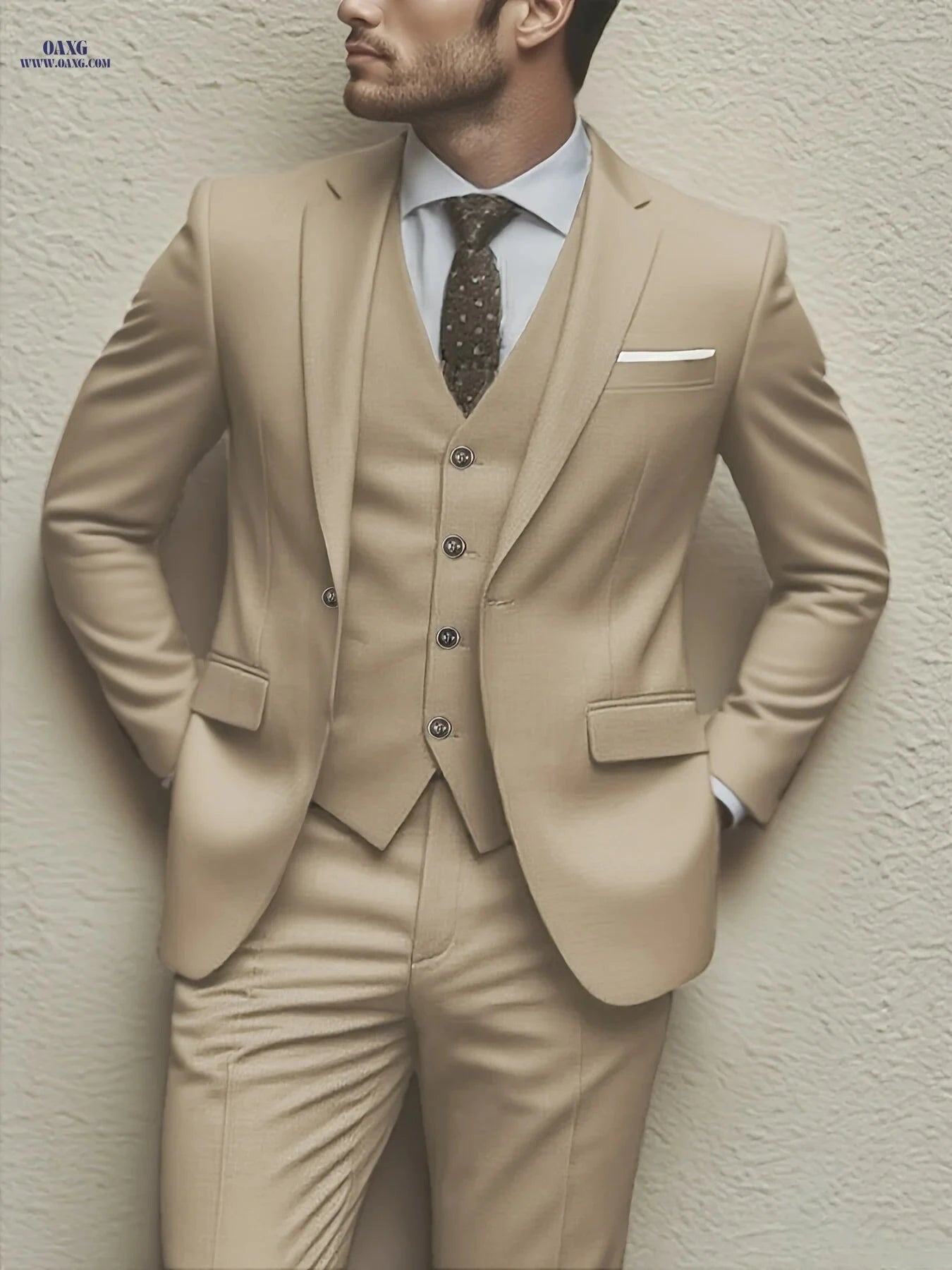 Elegant Men's Slim Fit Tuxedo Set - Perfect for Weddings & Events   OAXG 