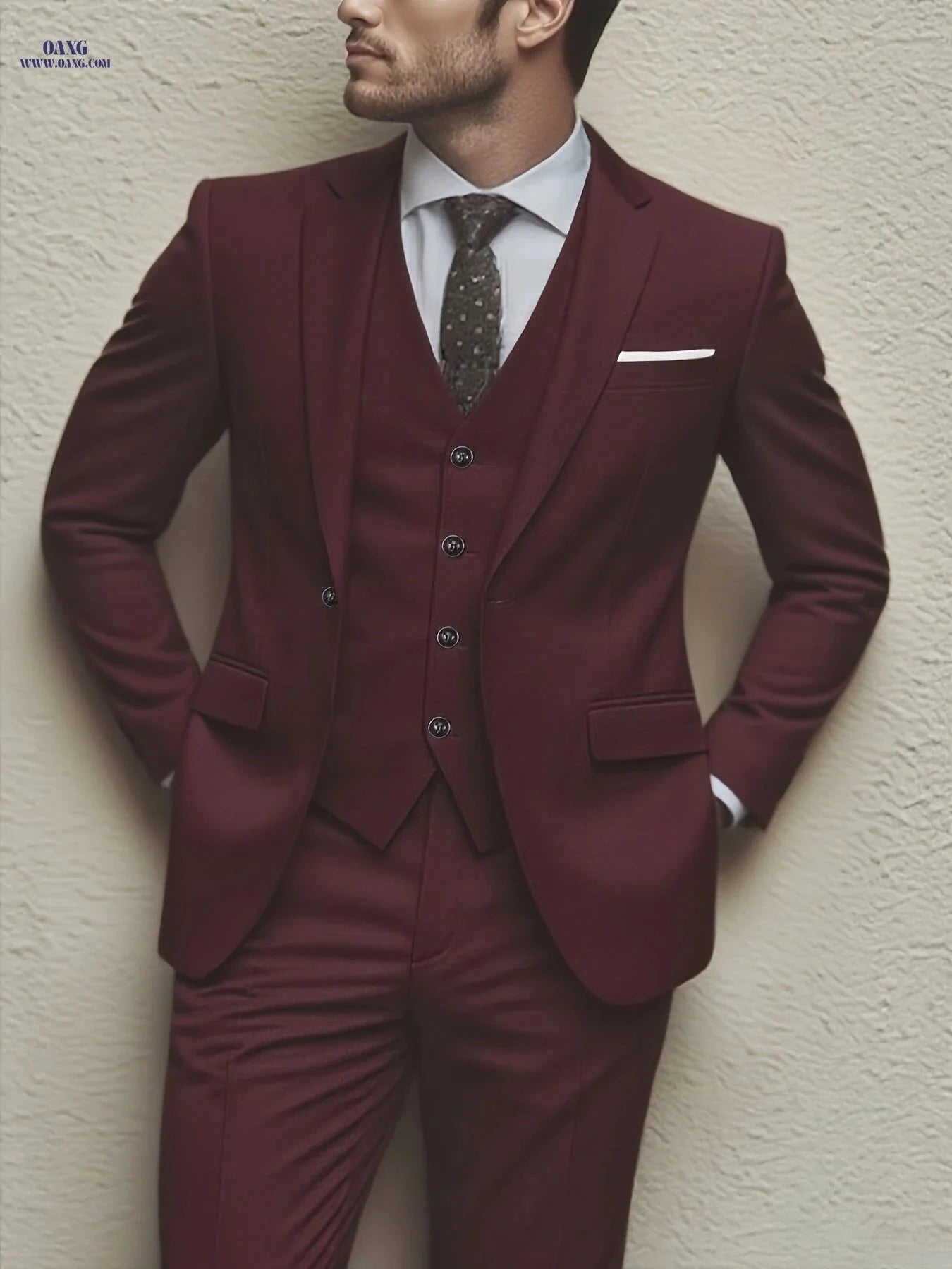 Elegant Men's Slim Fit Tuxedo Set - Perfect for Weddings & Events   OAXG 